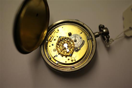 A 19th century Swiss silver repeating keywind pocket watch, the cuvette inscribed Jn. Ls. Amabric a Geneve,